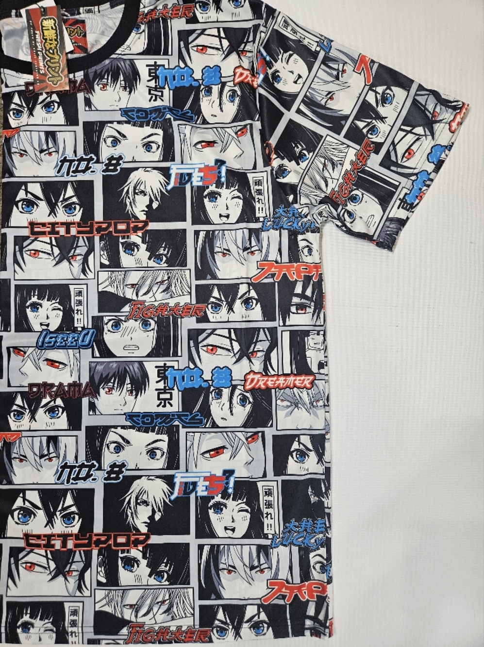 NWT Drill Clothing Co. T-shirt Mens 3XL Black White Anime Comic All‎ Over Print - Picture 3 of 8